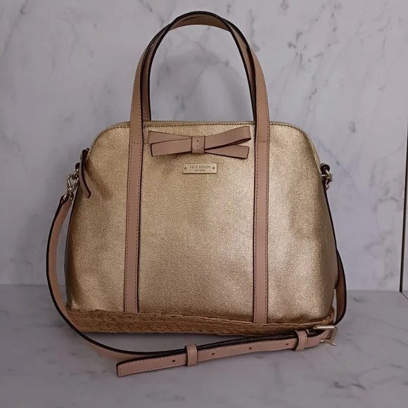 Kate Spade Gold Capri Espadrille Maise Mixedmedia Satchel - Picture 2 of 16